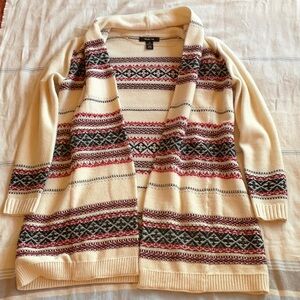 Style & Co. Cream and Red Patterned Cardigan
